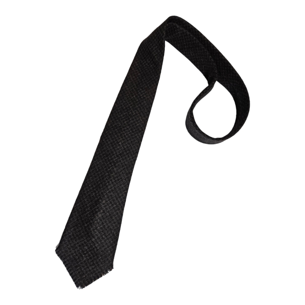 🆕KITON CIPA 1960 RARE SEVENFOLD UNTIPPED Black Geometric LUXURY Tie ITALY
